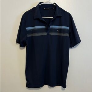Travis Mathew Dark Blue Polo with Stripes
